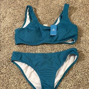Cupshe Deep Blue Textured Bikini Set